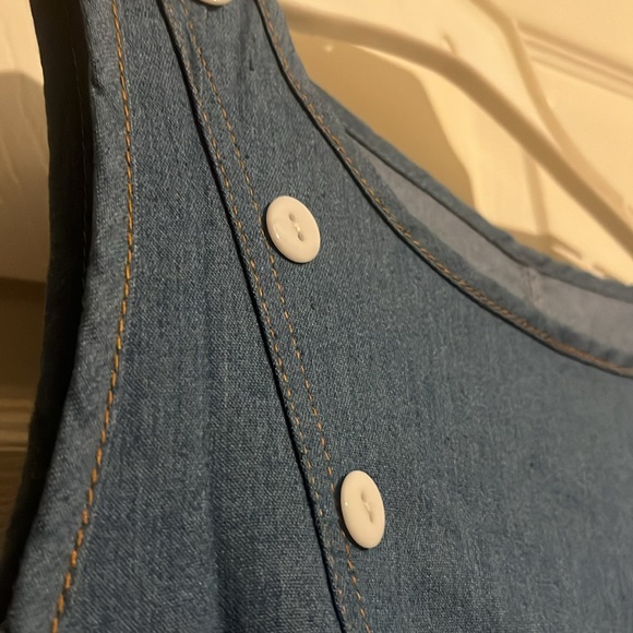Sleeveless Denim Dress w/ tan stitching L - Picture 4 of 5